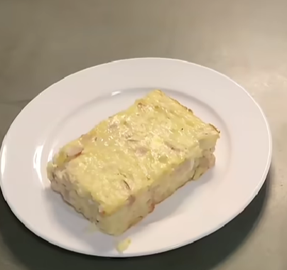 Canadian Bacon, Onion, and Potato Egg Casserole